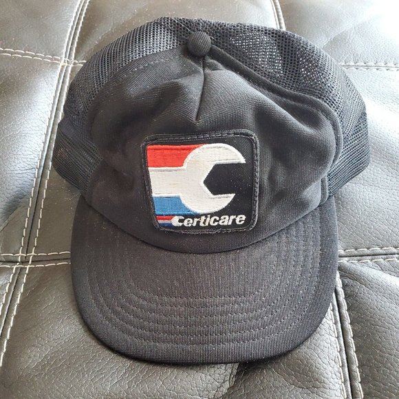 Pro Fit Other - Vintage Pro Fit Trucker CERTICARE Patch Snapback Hat Mesh Cap Automotive Rare US